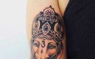 Ganešos tatuiruotė: Indijos dievybės reikšmė Ganešos tatuiruotės mene senovės Indijos žmonių istorijoje - kaip buvo vaizduojamas Dievas, ką jis turėjo omenyje